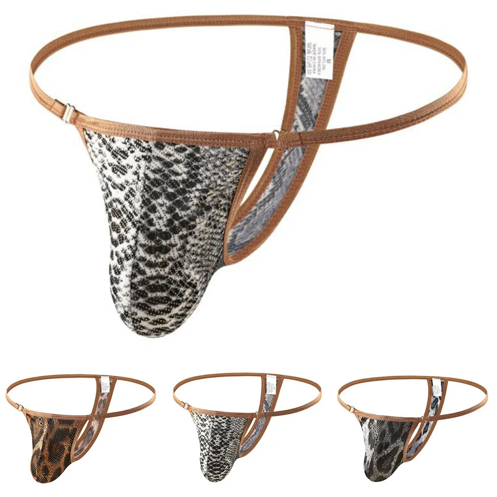 Lingerie masculina impressão tanga briefs g-string tanga briefs masculino sexy bikini bulge bolsa roupa interior tecido de náilon padrão de impressão