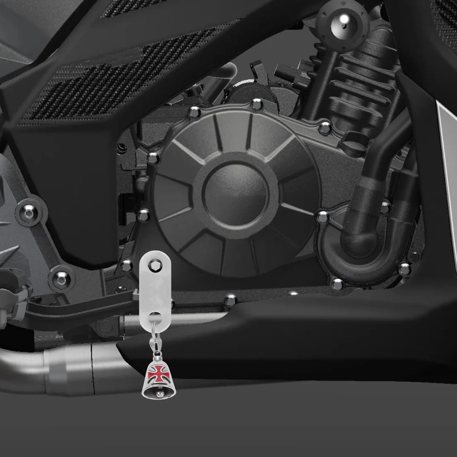 

1Set Vintage Cross Bell Motorcycle Bell Titanium Steel Durable Punk Style Road Cycling Safety Keychain Keychian Supplies