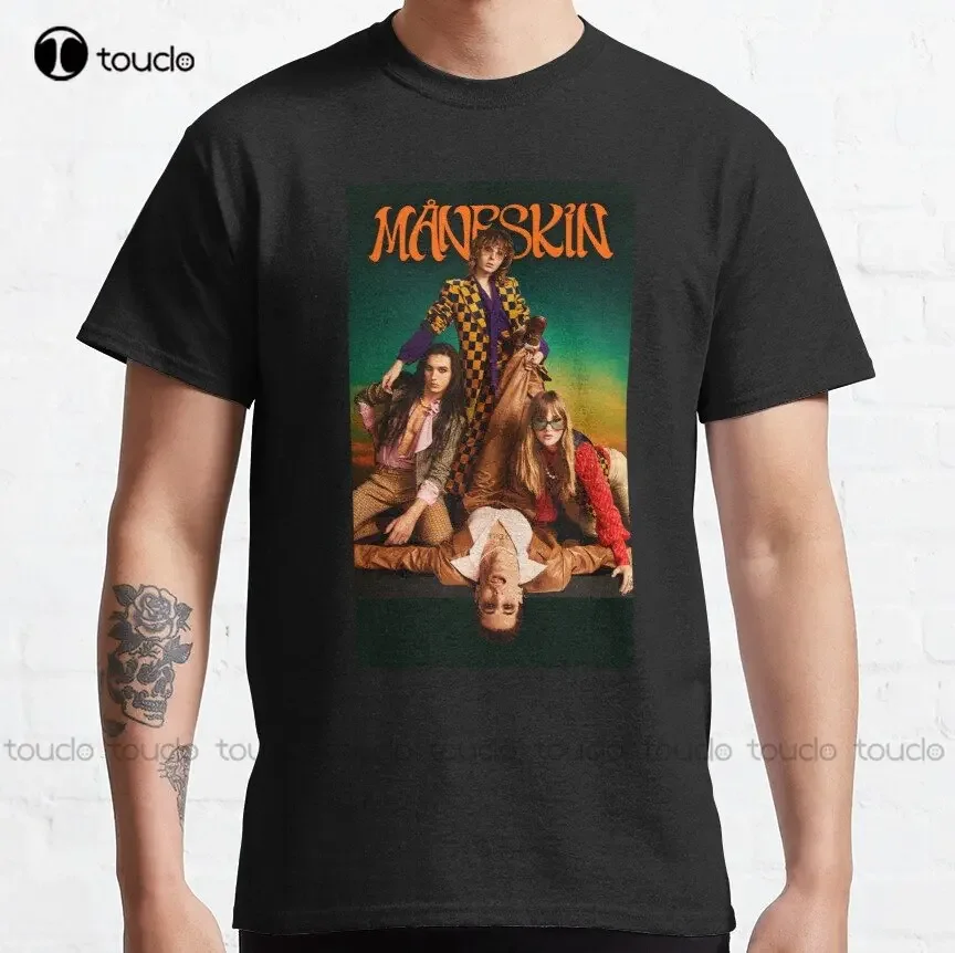 Måneskin Rock Band Maneskin Classic T-Shirt College T Shirts Custom Aldult Teen Unisex Digital Printing Tee Shirts Pure Cotton