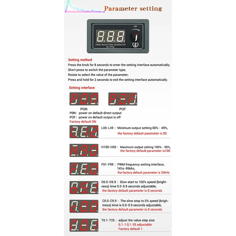 ZK-PP3K Dual Mode LCD PWM Signal Generator 1Hz-99Khz PWM Pulse Frequency Duty Cycle Adjustable Square Wave Generator