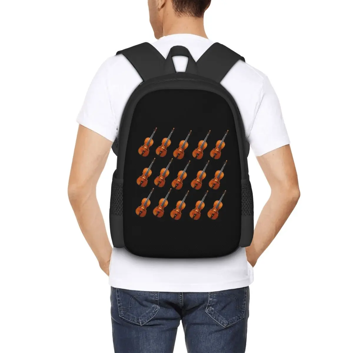 Antique Violin Musical Instrument Pattern Backpack Hot Sale Daypack BookBag School Bag Shoulder Bags for Men Women