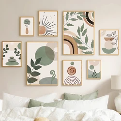 Geometric Abstract Bohemian Canvas Painting HD Printed Nordic Poster Leaf Sun Rainbow Wall Art Picture Living Room Decoration