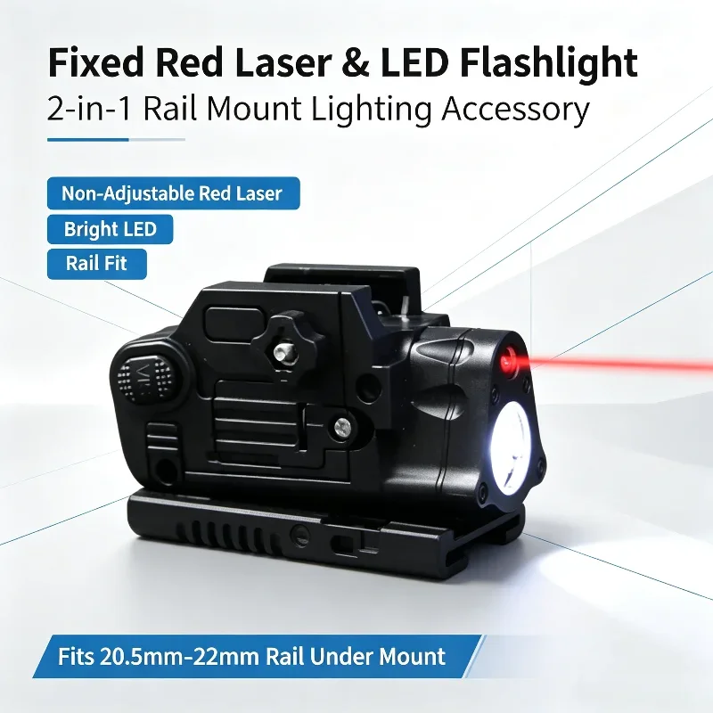 Slim Rail Mount Flashlight with Red Aiming Beam One-Touch Top Button Lightweight Hobby Model Modification Supply