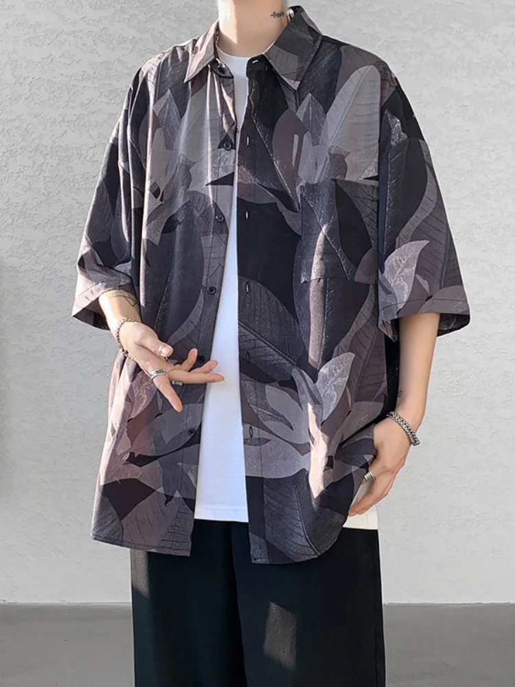 

Мужская летняя тонкая рубашка с цветочным принтом в американском ретро-стиле, дышащая, свободного кроя, для пар