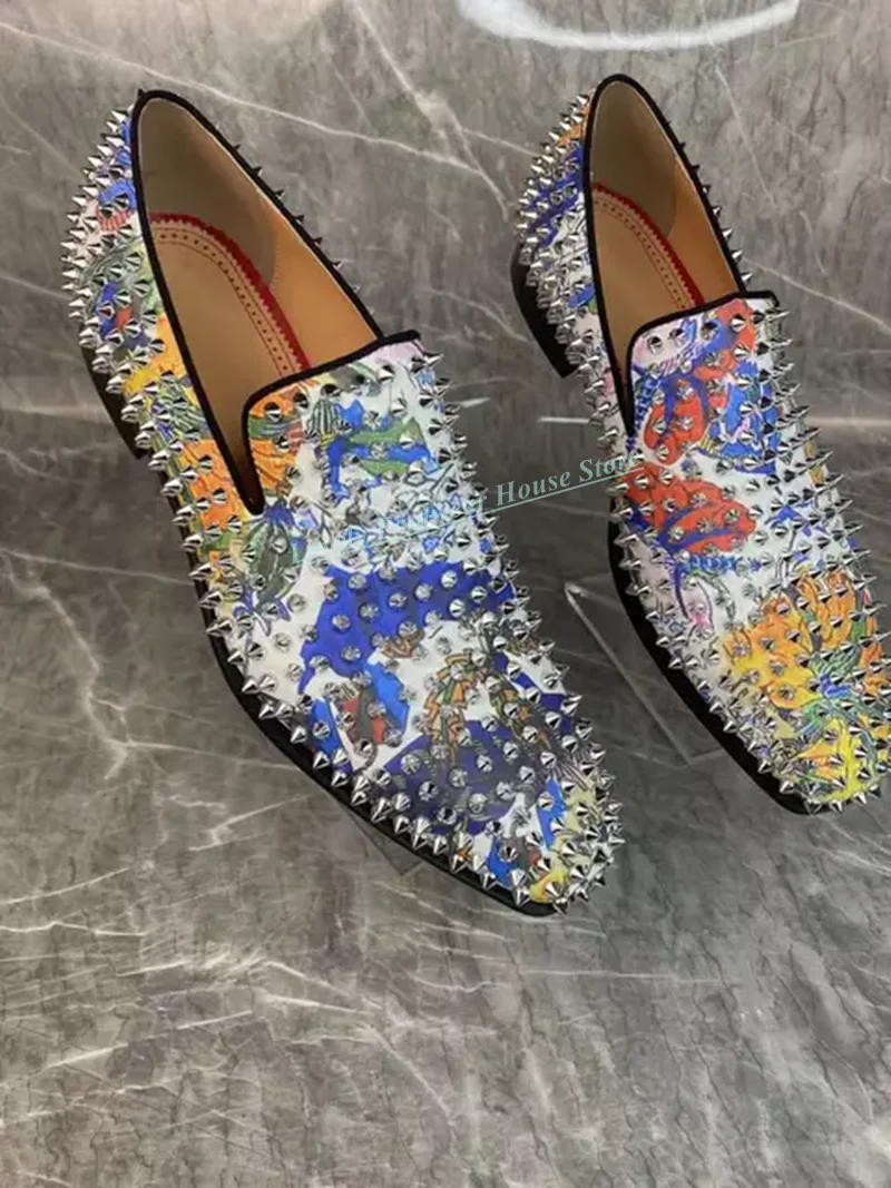 

New Designer Colorful Print Man Ballroom Shoes Breathable Velvet Round Toe Male Slip On Spring Autumn Leisure Single Shoes