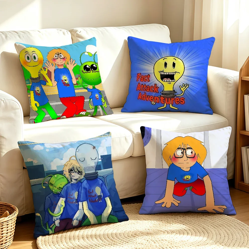 Cartoon F-Fact A-Attack Adventures-S cushion cover Soft Smooth Pillow Case Hidden Zipper Washable Decorative Couch Office Gift