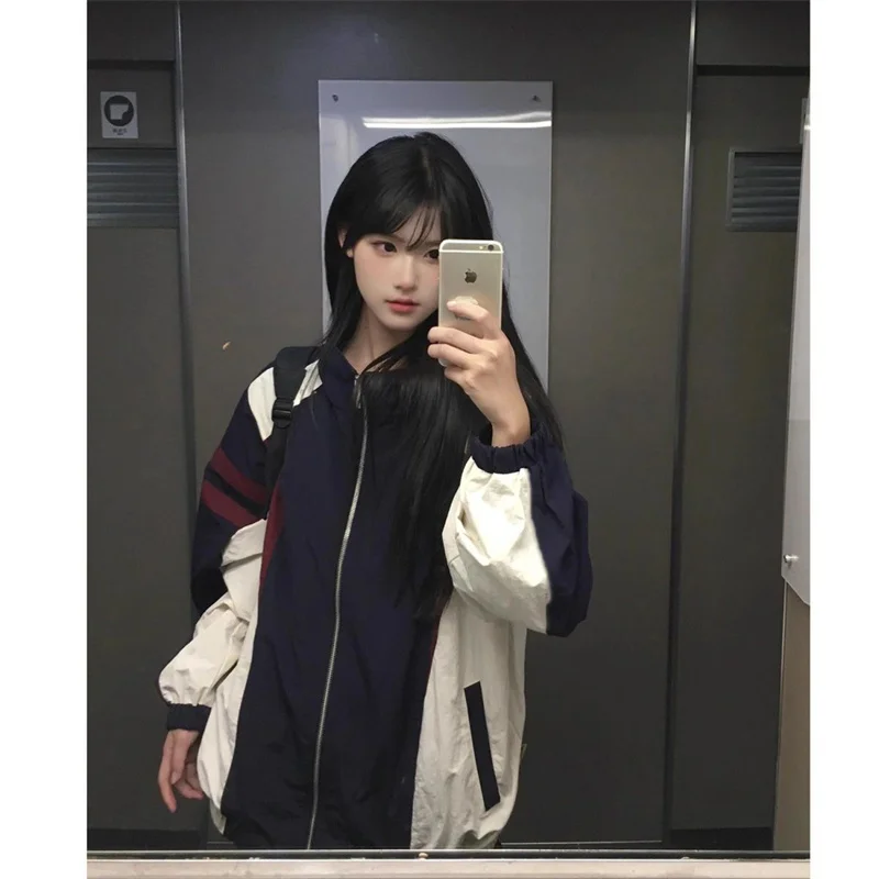 2025 New Spring Retro Jacket Men's and Women's Spring Jacket Deconstruction Color Contrast Design Sense Sports Versatile Jacket