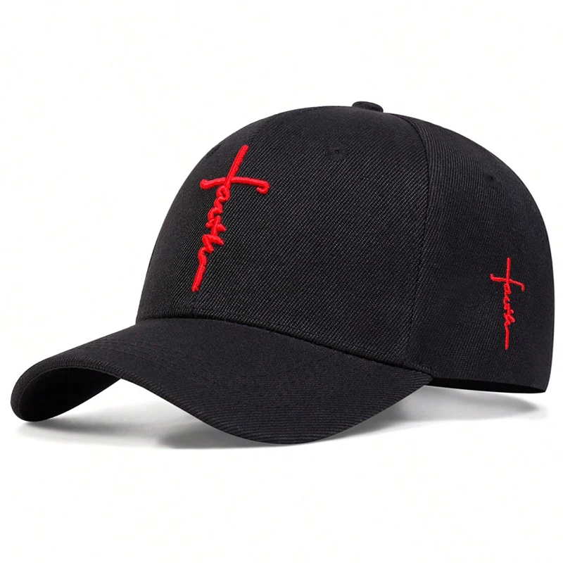 Modna czapka z daszkiem z haftem wiary mężczyźni kobiety wiosna lato kapelusze przeciwsłoneczne bawełna czapka typu Snapback Unisex Hip Hop czapki