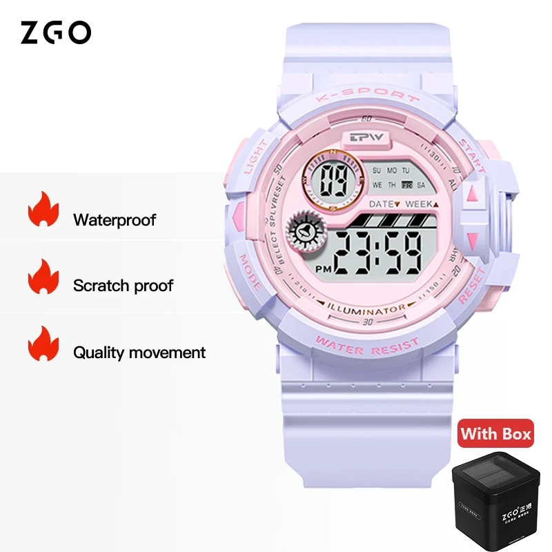 2024 New ZGO Women's Watch Electronic Watches Multifunction Waterproof Sports Wristwatch For Students 821