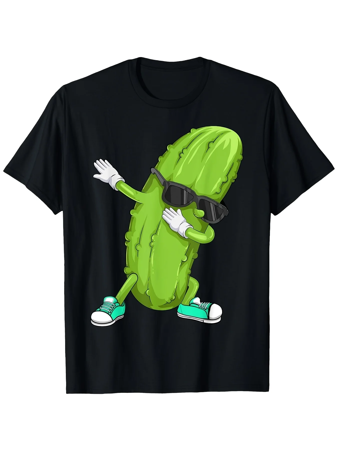 Funny Dabbing Pickle Dancing Cucumber Tshirt for Men Unisex Ultrasoft Breathable Comfort Fit Crew Neck Tee with Cute Cucumber Dab Dance Print Casual Humorous Gift Retro Casual Short-Sleeved T-Shirt with a Round Neck And Printed Pattern