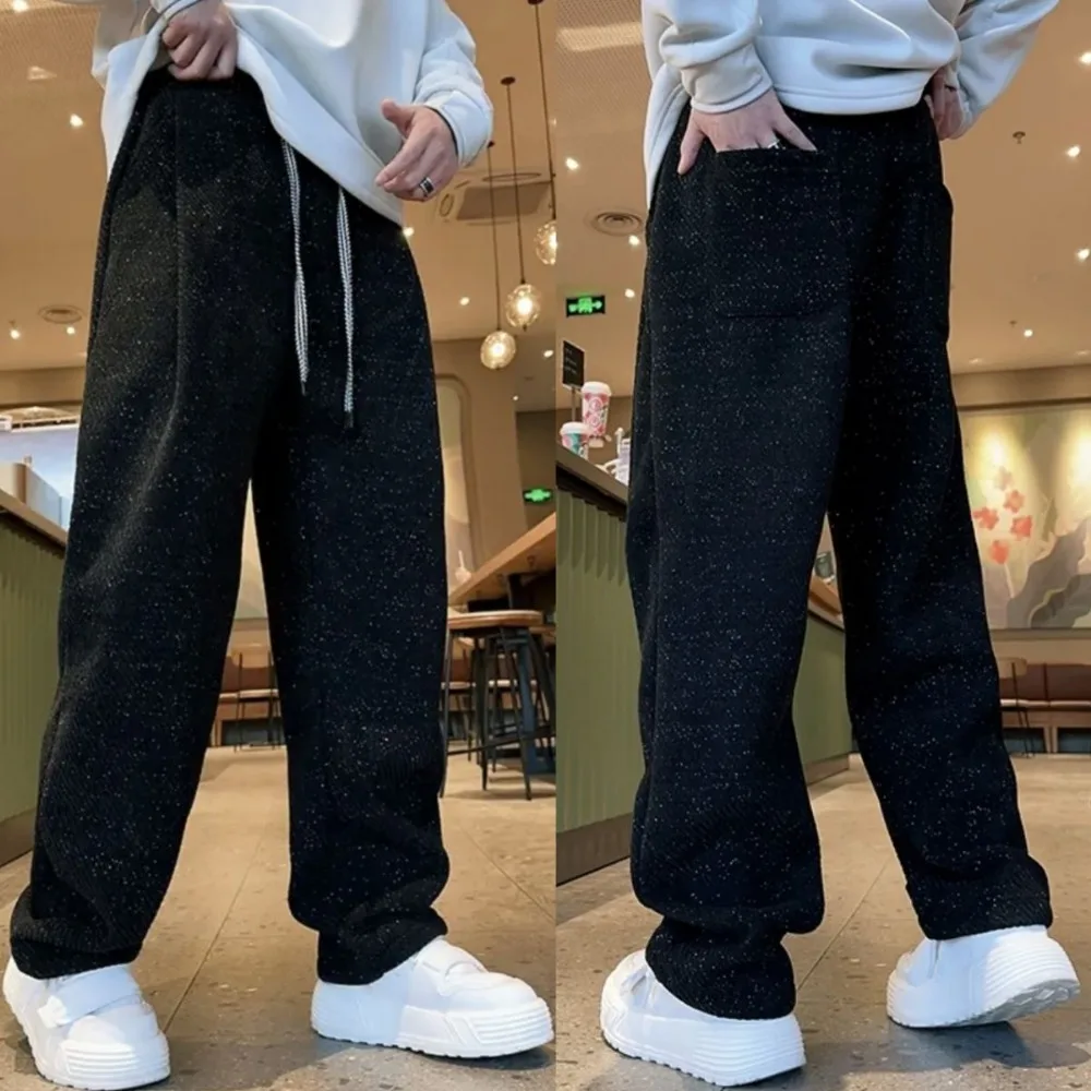 Versatile Straight Slacks Men's Autumn Winter Loose Invisible Open Crotch Outdoor Sex Large Size Wide Leg Pants Mopping Pants