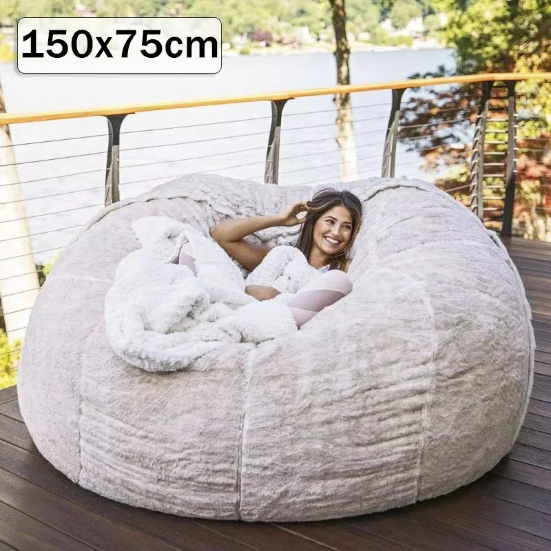 Lazy Sofa Foam Bed Bean Bag Double Triple Bedroom Plush Bean Bean Rice Fabric Recliner with Filling Jumbo Bean Bag