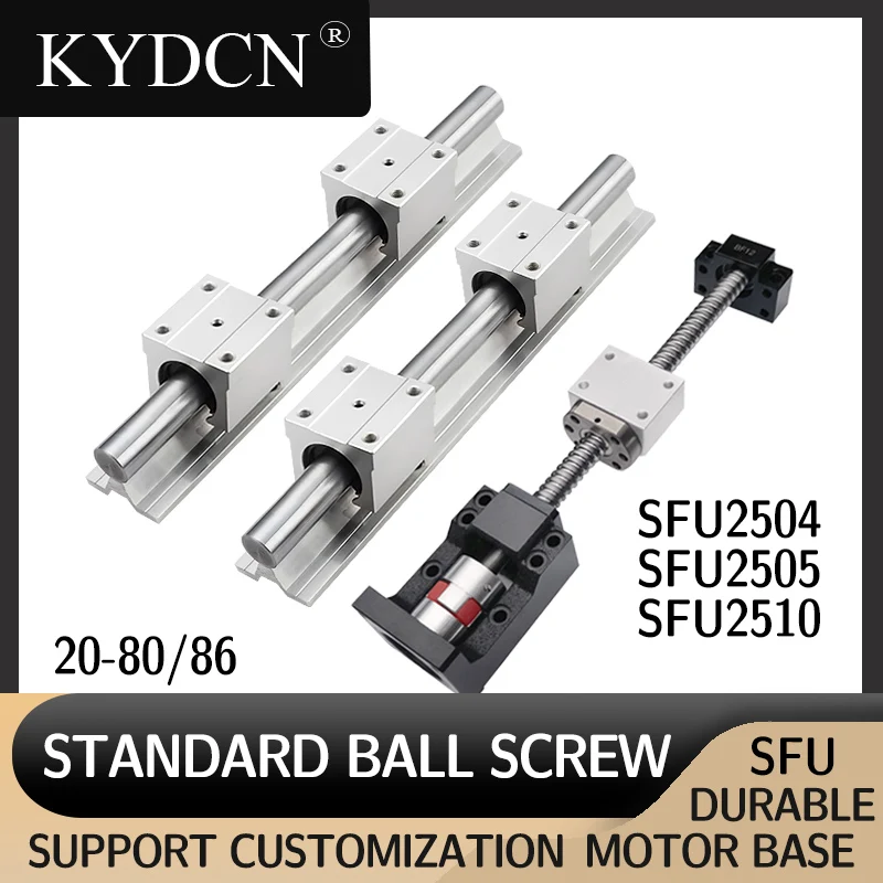 Precision Ball Screw SFU2504 2505 2510 With Four SBR Standard Sliders, Two SBR Guide Rails, And A Set Of Motor Seat Screws