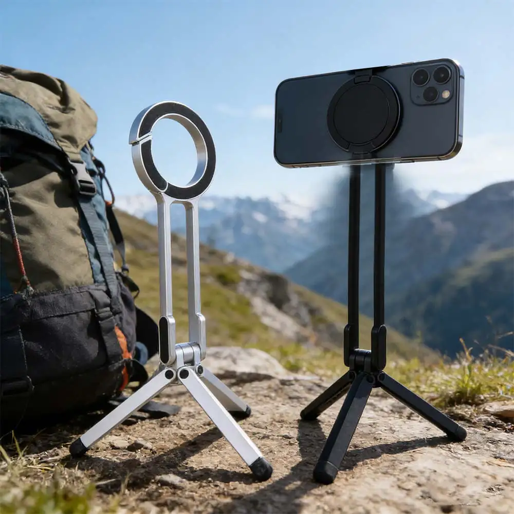 Foldable Phone Tripod Carabiner Creative ABS Magnetic Phone Tripod Portable Lightweight Desktop Phone Stand Travel Photography