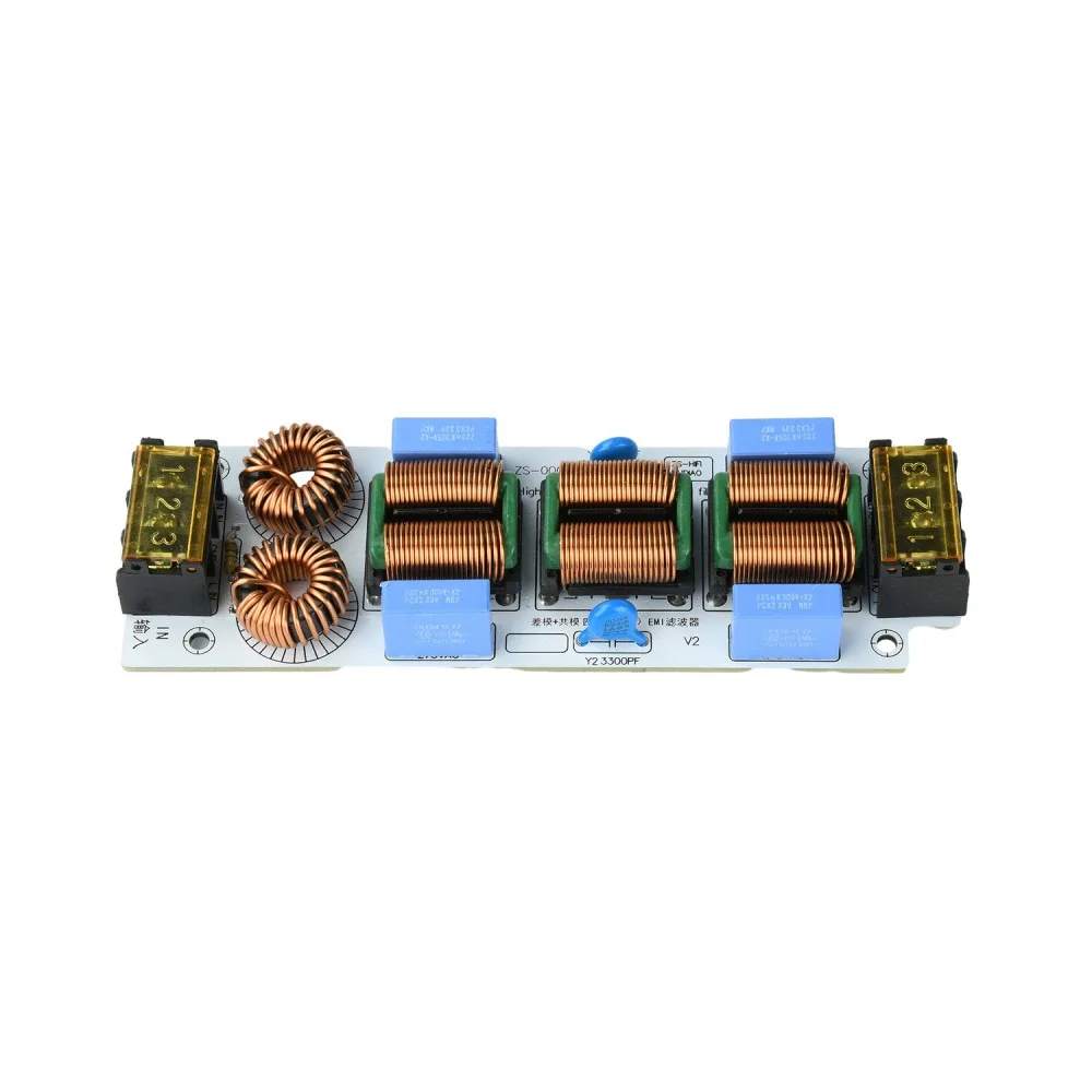 4-Stage Single Phase AC EMI EMC Filter 110-250V 10A Electromagnetic Interference Suppressor Audio Amplifier Power Module