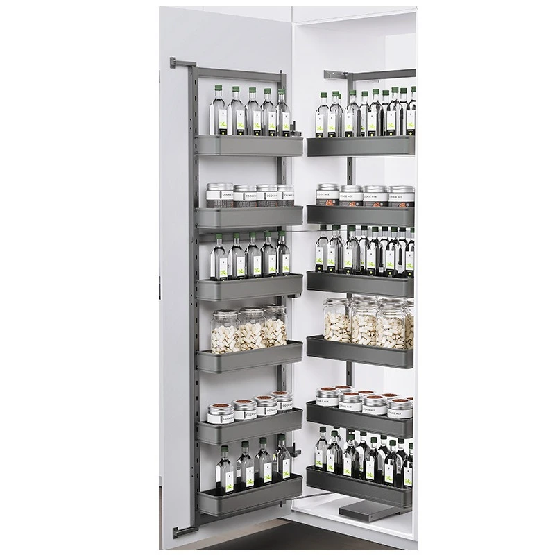 High cabinet pull basket Kitchen cabinet pull basket Shallow cabinet Snacks multi-layer storage rack Open door seasoning basket