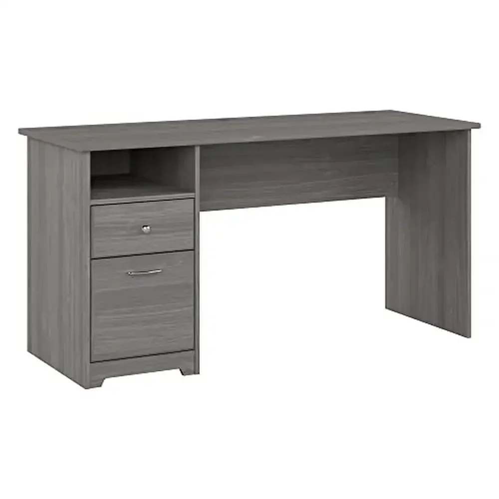 

60W Gray Computer Desk with Drawers Durable Workstation Home Office File Storage and Organization Stylish Metal Hardware