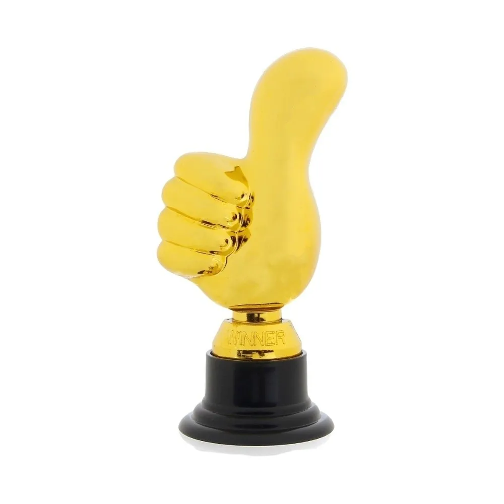Large Size Thumbs Up Trophy Semi-Circular Base Plastic Material Gold Trophy Awards Gold Color Electroplating Finish