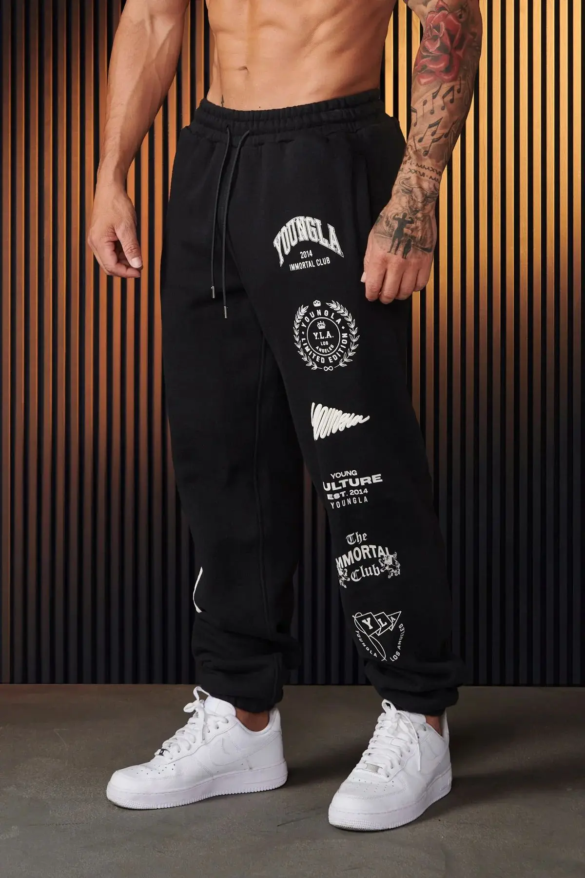 Jogger Men's Sweatpants Gym Fitness Casual Pants Cotton Print Corset Pants Stretch Versatile Couple Pants