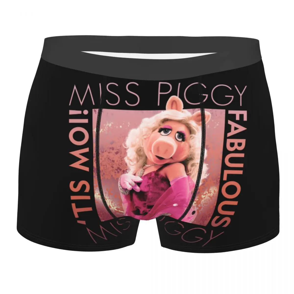 Calzoncillos de dibujos animados de Miss Piggy para hombre, ropa interior cómoda, pantalones cortos, novedad personalizada