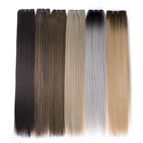 Mechones de pelo liso sintético, mechones de pelo de poni, trenzas de ganchillo, pelo liso Yaki sintético, tejido completo hasta el extremo