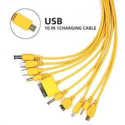 Cabo USB universal 10 em 1, cabo de carregamento múltiplo, compatível com vários telefones celulares, fone de ouvido, alto-falante, reprodutor de MP3 e muito mais