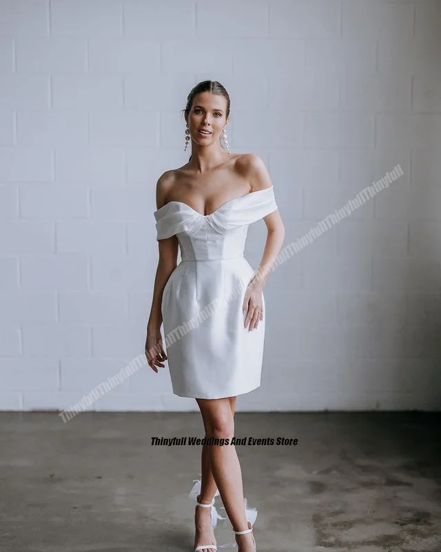 Thinyfull-Robe de Mariée Courte en Satin pour Femme, Style Sirène, Simple, pour Patients, Quelle que soit la Taille, Mini Robe de Soirée de Mariage sur la Plage, 2024