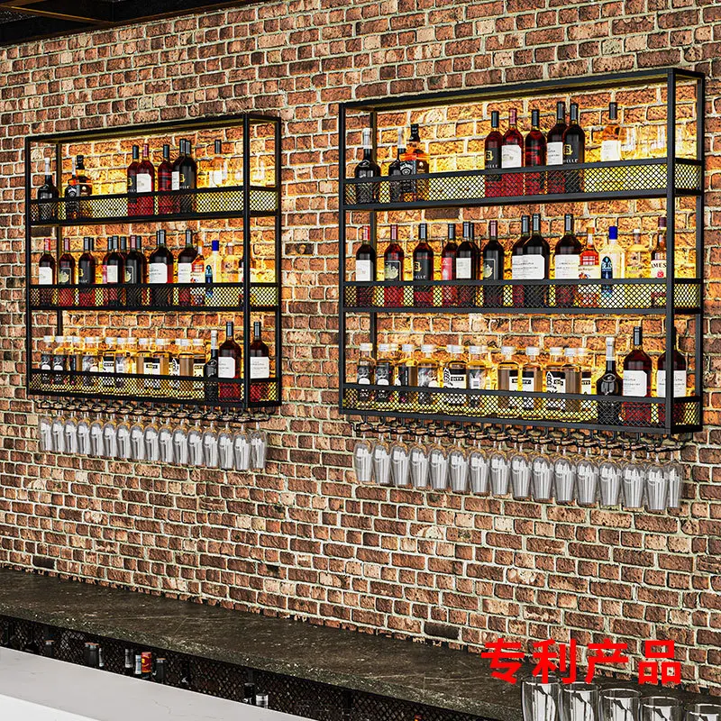 

Wrought iron wine rack wall-mounted wall restaurant wine cabinet display rack bar bar bar wine cabinet creative decoration rack