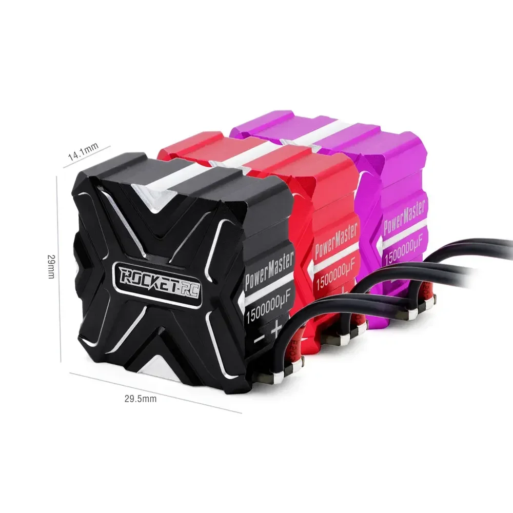 ตัวเก็บประจุโลหะ CNC รุ่น ROCKET ความจุ 1500000μF ความต้านทาน 300mΩ แรงดันไฟฟ้าทนได้ 0~9.0V สำหรับรถบังคับวิทยุ 1/10 RC RV Drift Car