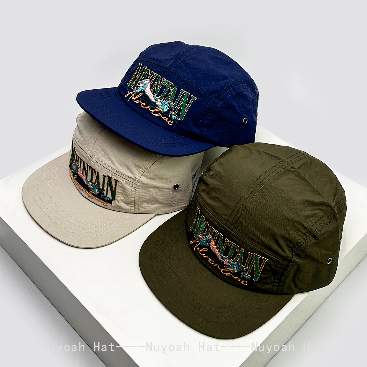 

New Men Women Mountain Letters Embroidery Baseball Hats Sunshade Quick-dry Breathable Peaked Caps Versatile Flat Eave Fashion
