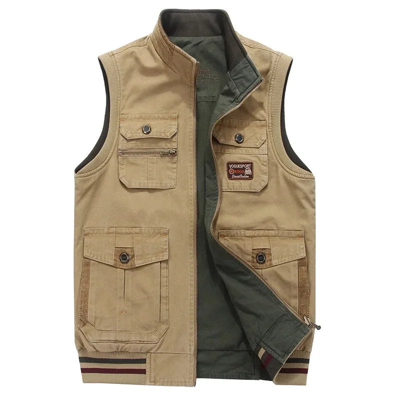 

Autumn Mens Vests Sleeveless Tactical Photographer Jacket Cotton Casual Multi Pocket Vest Male Waistcoat Coat Plus Big Size