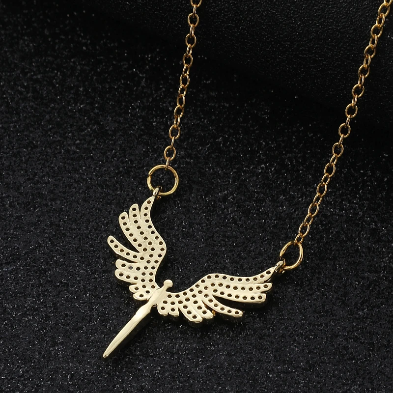 Unique Women\'s Fashion Angel Wings Pendant Necklace Girls Luxury Jewelry Anniversary Birthday Party Valentine\'s Day Perfect Gift
