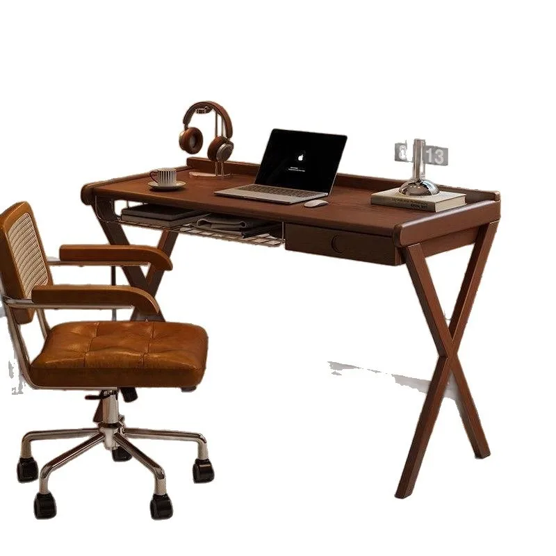 Retro small apartment one-word board creative design computer desk workbench writing desk desk
