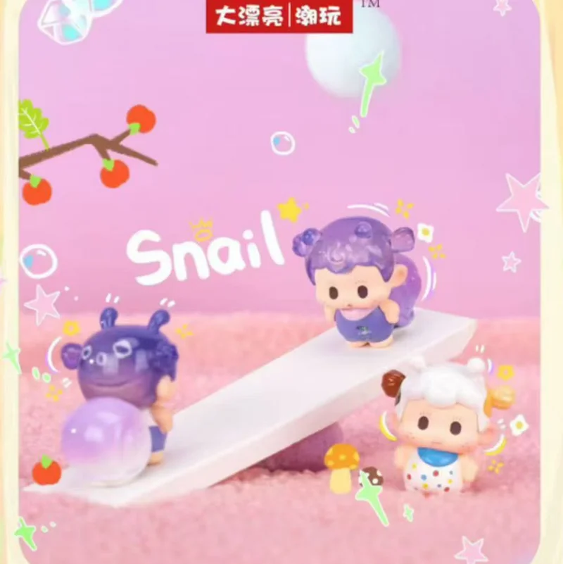Auténtica nueva serie Soda Grumpy Snail Linda Mini estatuilla caja ciega juguetes coleccionables de moda para niñas regalo decorativo
