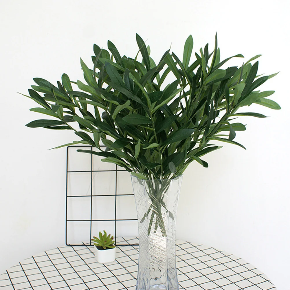 

2Pcs Olive Branch Artificial Plants Natural Color Transition Decorative Plastic Plant Home Office Table Decor Garden