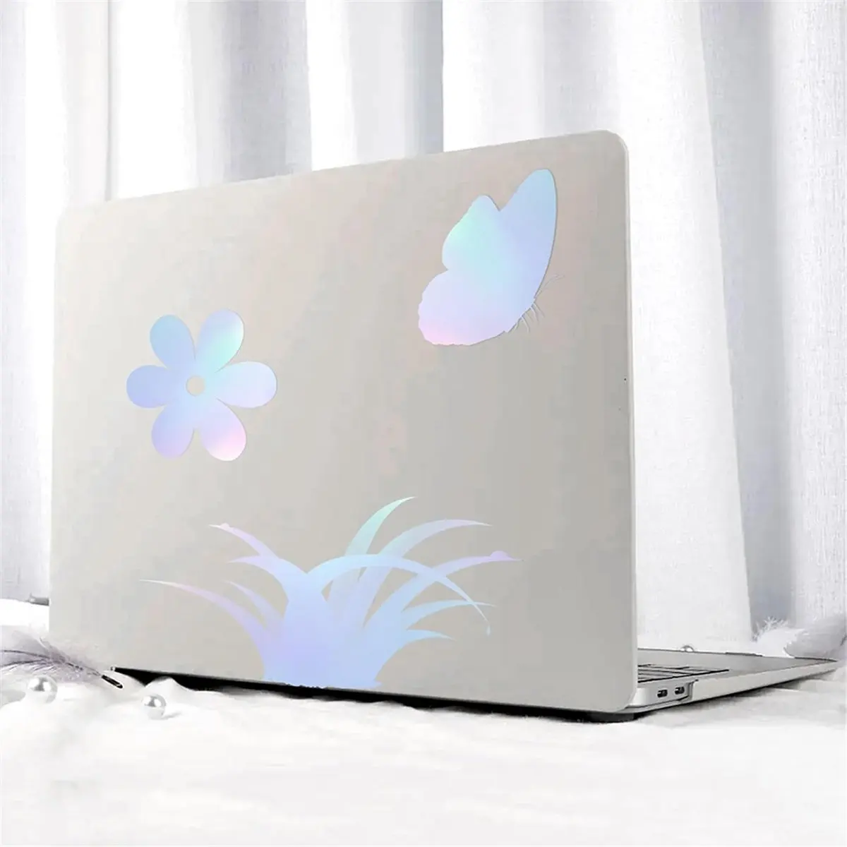 2025+ 60 Sheets Holographic Laminate Sheets Clear Gitter Holographic Sticker Paper Vinyl Laminate Film 11.7 X 8.3 Inch A4 Size