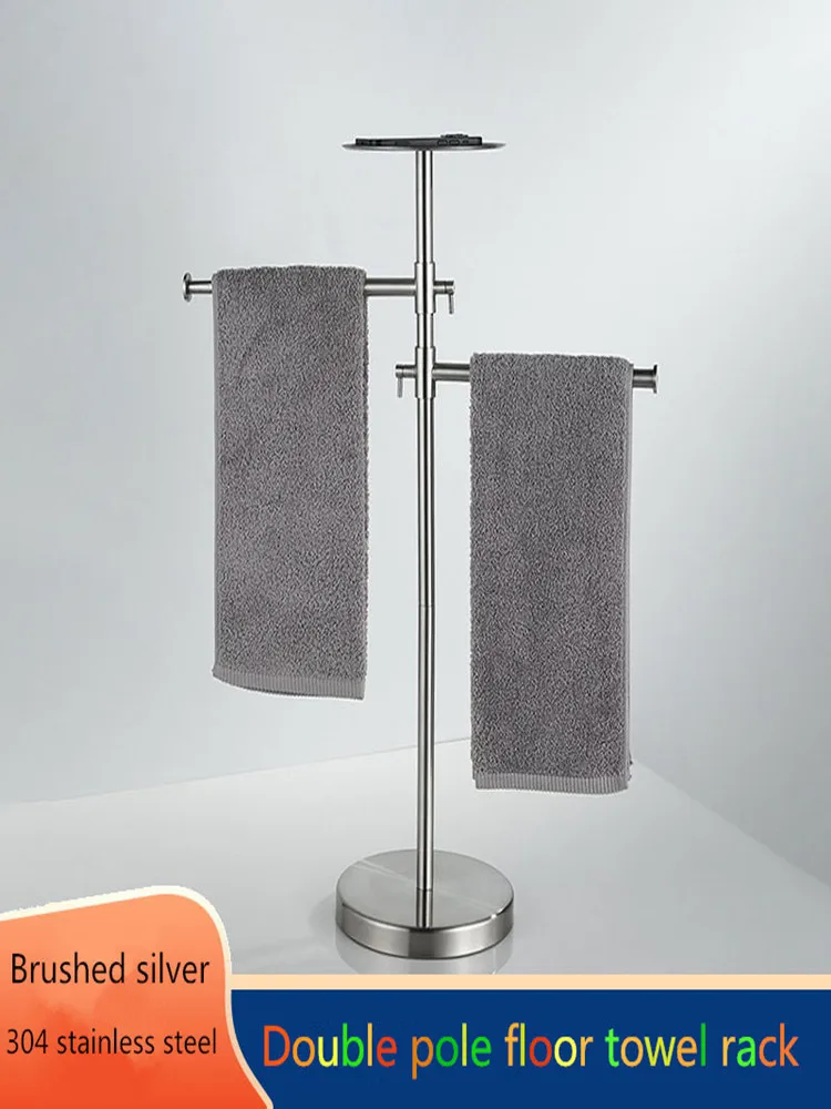 

Shelf double rod towel rack Independent design Bathroom shelf Stainless steel can put mobile phone bracket drawing process