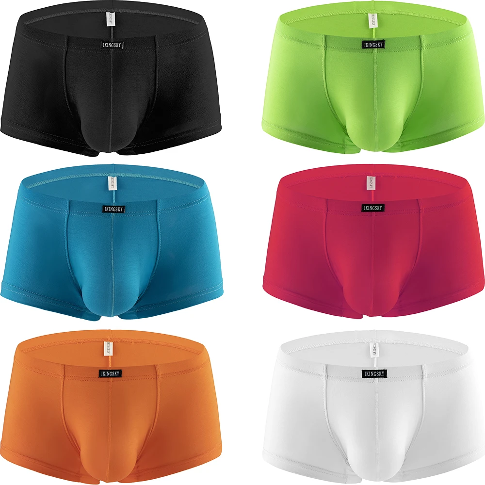 

iKingsky Men's Modal Bulge Boxer Briefs Sexy Pouch Shorts Stretch Low Rise Under Panties for Men