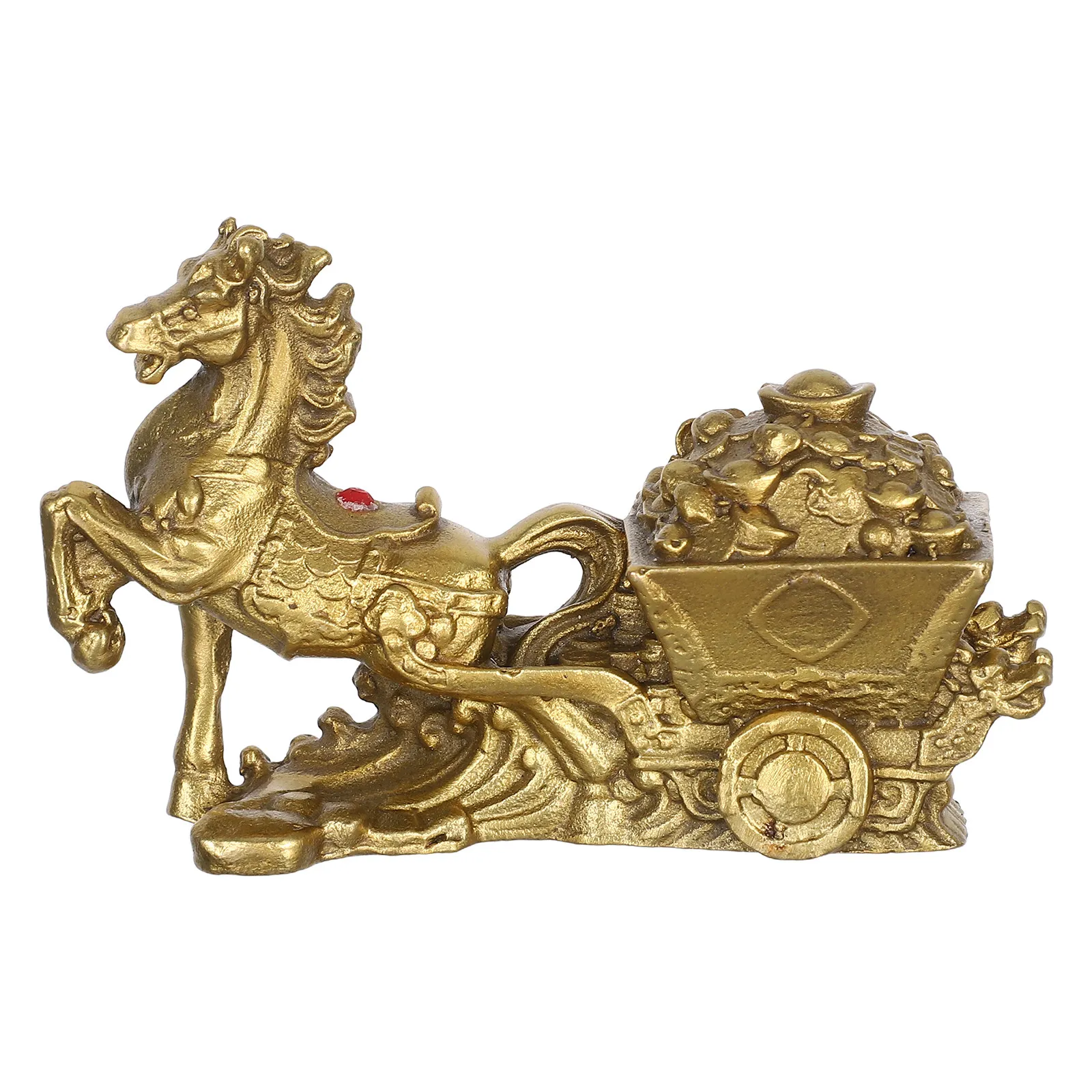 Copper Horse and Carriage Statue Handcrafted Lucky Symbol for Business Opening Holiday Gift Home Living Room Study Decor Metal