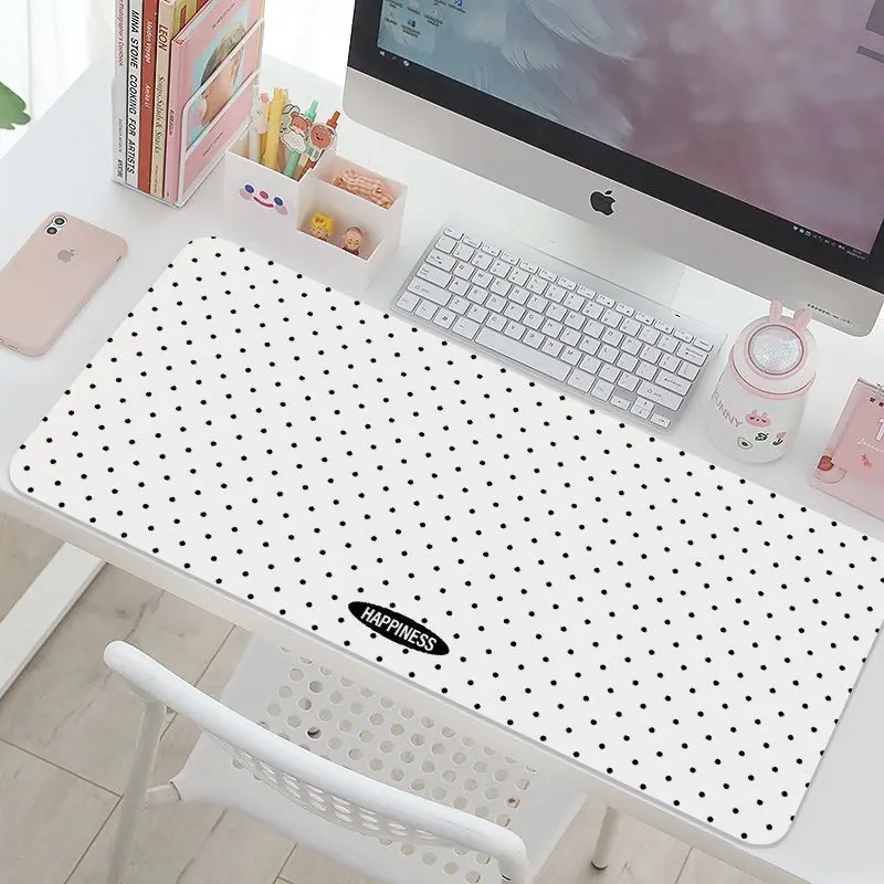 Retro Wave Dot Mouse Pad Ins Style Simple Leather Table Mat Girl Geart Simple Mouse Pad PU Gaming Computer Pad Anti Slip Y2K Pad