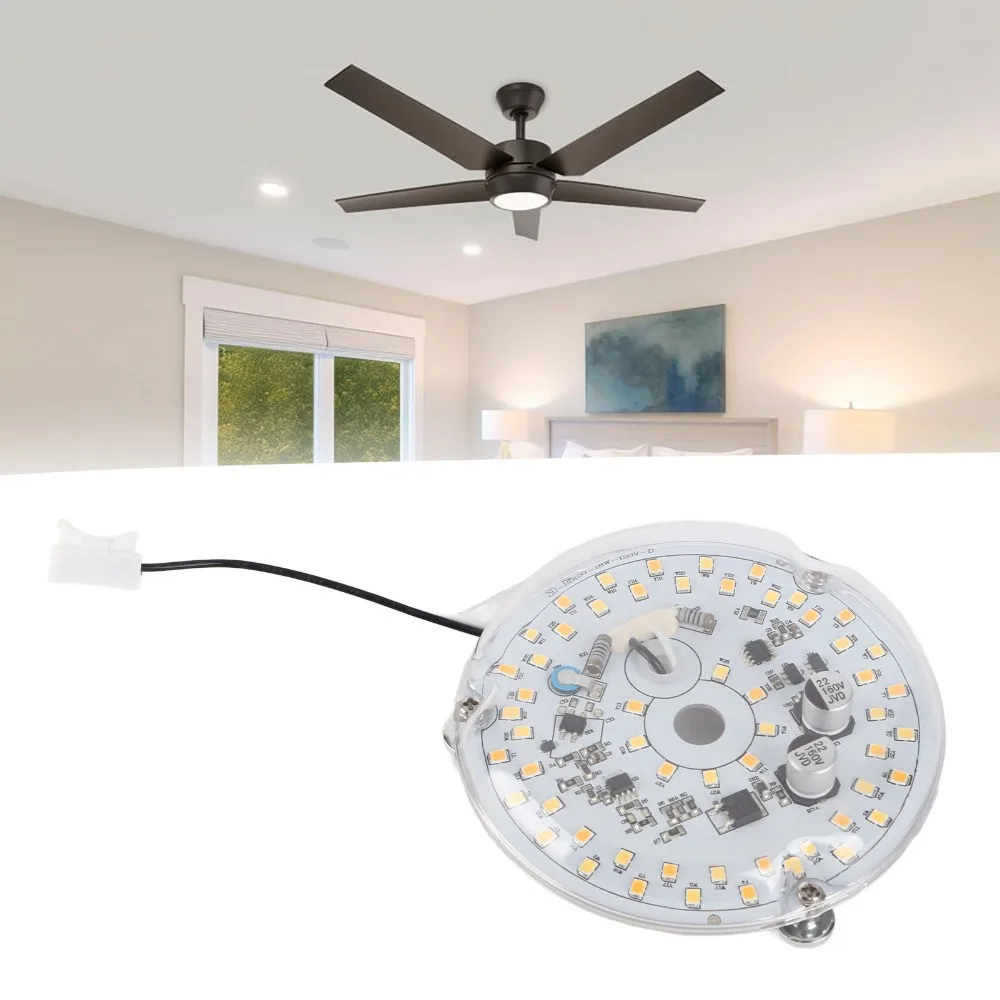 Dimmable 18W LED Ceiling Fan Light 3.93 Inch 3 Color Ceiling Light Replacement Panel AC 120V LED Retrofit Light Kit Kitchen Use