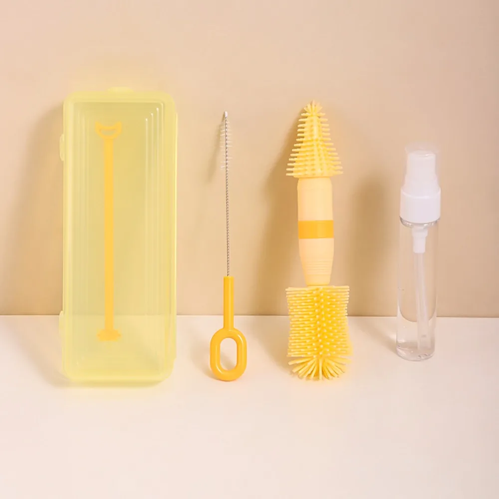 

ABS Bottle Cleaning Brush Set TPR Bottle Brush Baby Nipple Brush Kit Straw Brush Nylon Pacifier Straw Scrubber Cover