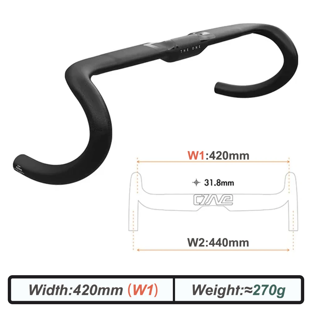 THE ONE AERO Carbon fietsstuur voor racefiets, 360-420 mm zwart mat ondersteuning volledig interne routing fietsaccessoires