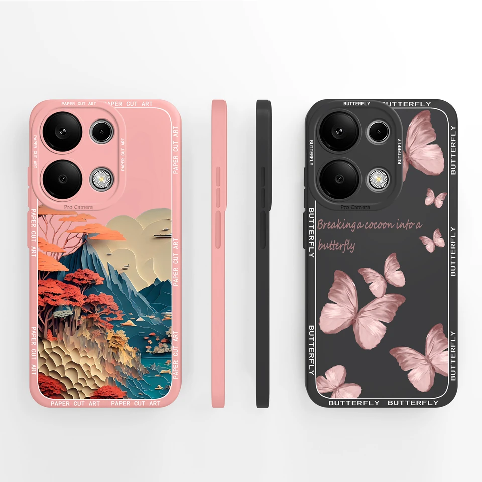 Cases For Xiaomi Redmi Note 13 Pro 13 Pro+ 4G 5G Beautiful Flower Liquid Anti-fall Shell For redmi note 13 pro plus note13 Coque