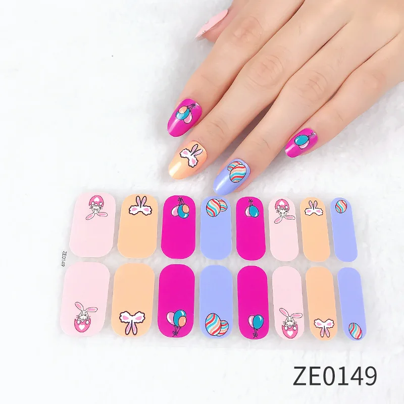

MEBIS Nail Stickers ZE16 Refers To European And American Style Nail Stickers Full Stickers Large Color Blocks Smudged Plaid Star