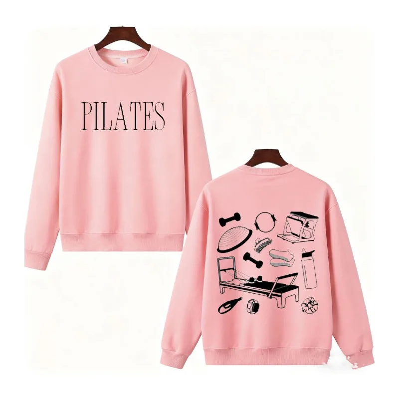 필라테스 스웨트셔츠 리포머 그래픽 크루넥 스튜디오 스트리트 애슬레저 후디 부드럽고 편안한 겨울옷 여성 Y2K 의류