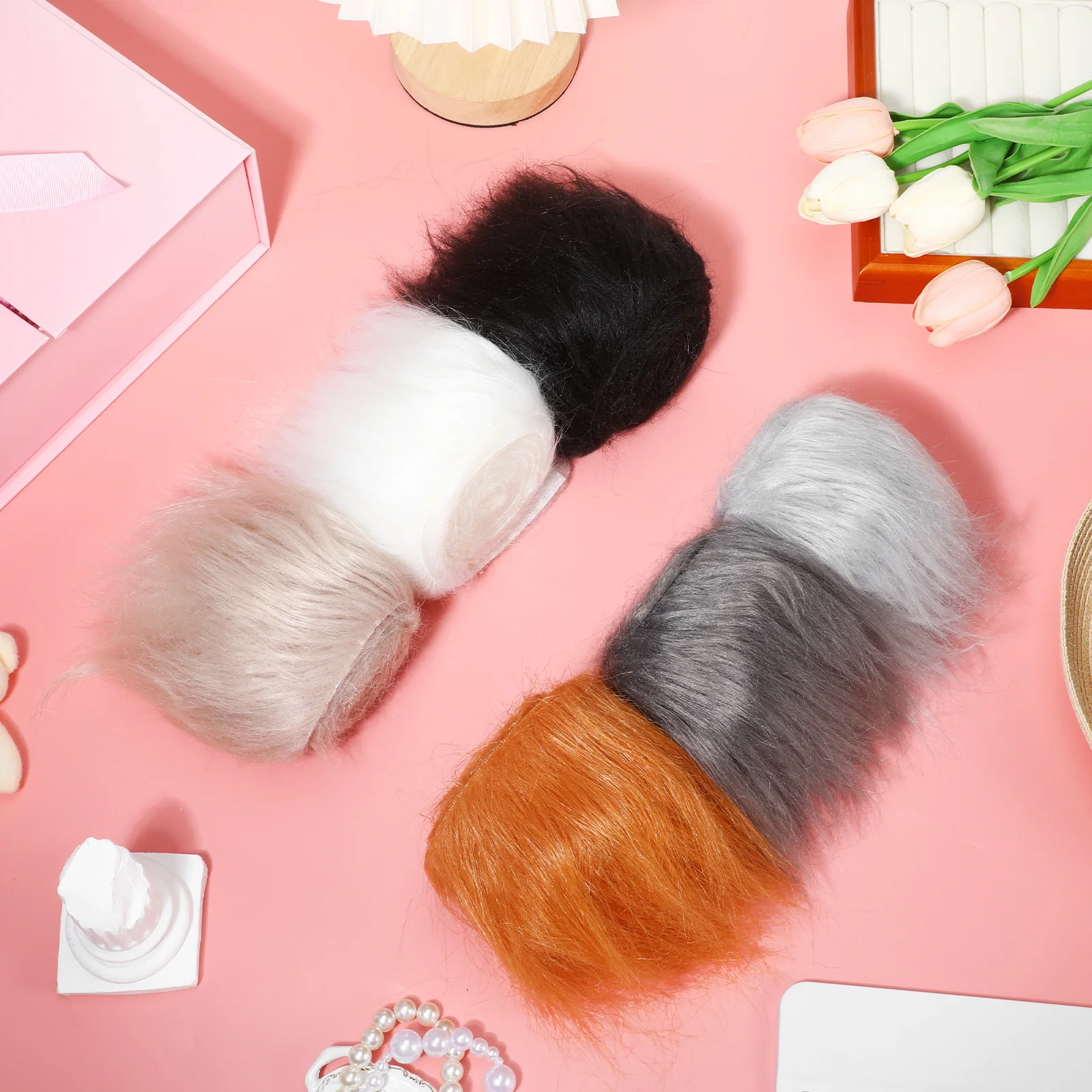 

6 Rolls 1.5m Faux Fur Fabric Trim Ribbon for Crafts DIY Party Hat Gnomes Beard Cosplay Artificial Fur Strips Fashionable Decor