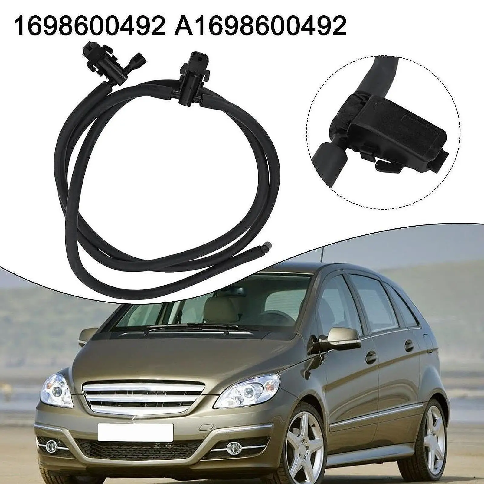 Windshield Wiper Nozzle Black 1698600492 Compatible for A-class W169 B-class W245 Simple Installation Replacement Sturdy