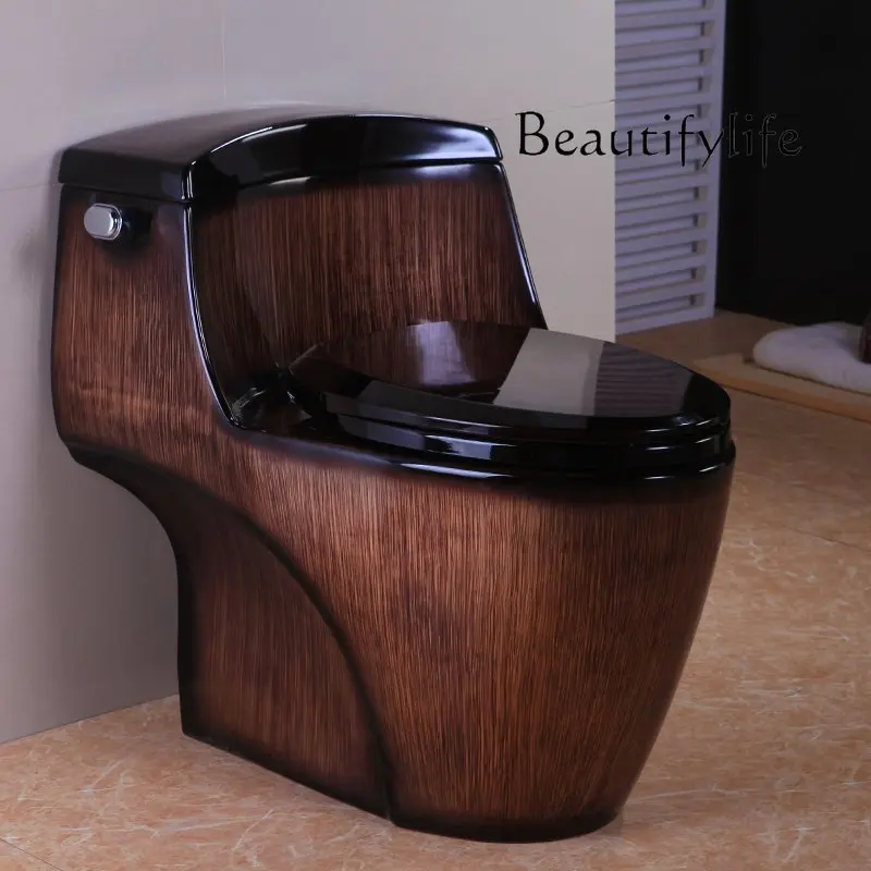 

Boutique high-end wood grain toilet, siphon one-piece toilet, ceramic color toilet, water-saving large diameter