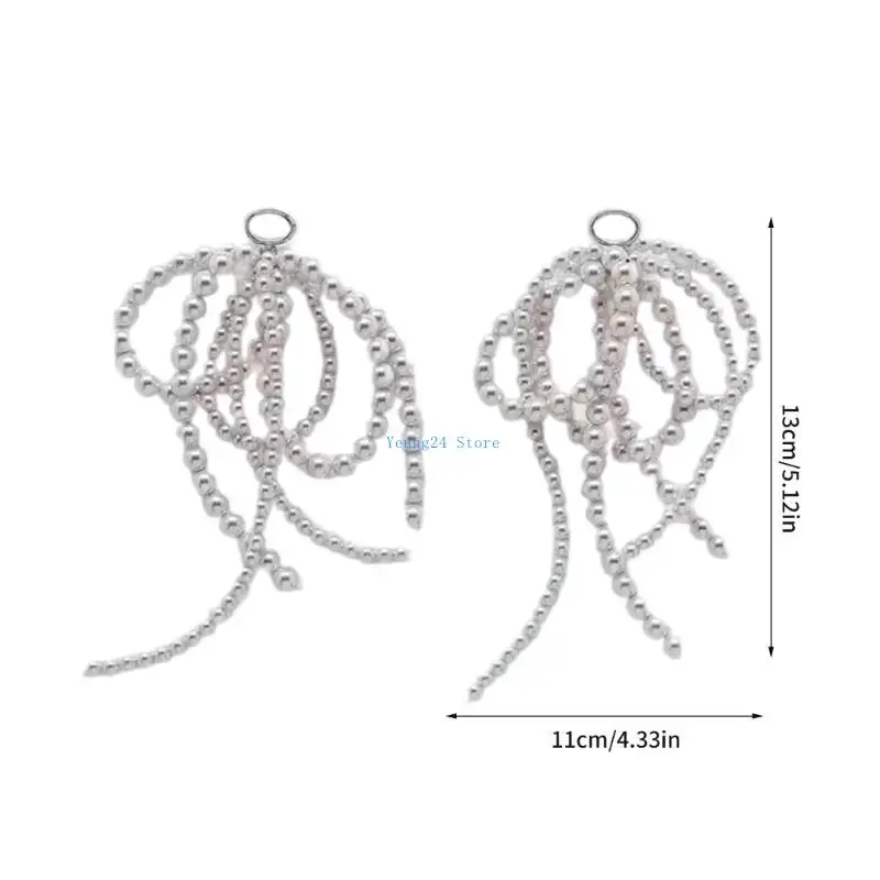 P8DB หวาน Bowknot รองเท้าหัวเข็มขัดมุกคลิปรองเท้า DIYs